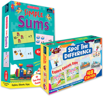BOOKFORD Exciting Combo Set of 2 Jigsaw Puzzle-Spot the diff. & Match & Pair Simple Sums(96 Pieces)