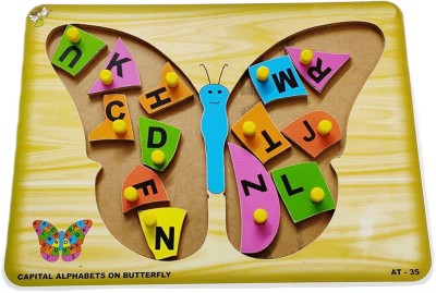 Plus Shine Butterfly Puzzle Board with Knob AtoZ English Capital Letter Learning Puzzle Toy(27 Pieces)