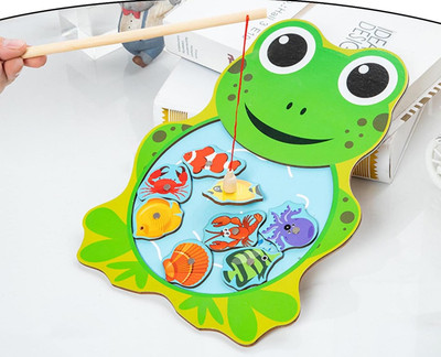 SHALAFI Wooden Fish Toys, Magnetic Fishing Game Set With Fishing Rod, Game Learning Toys(1 Pieces)