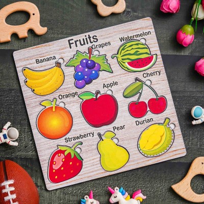 CAPIO ART Wooden Fruits Jigsaw Puzzle Games for Kids & Children's(9 Pieces)