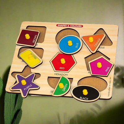 CASADOMANI Shapes&Colors Puzzle Learning Toys Geometric Shape Recognition Sorting Blocks(1 Pieces)