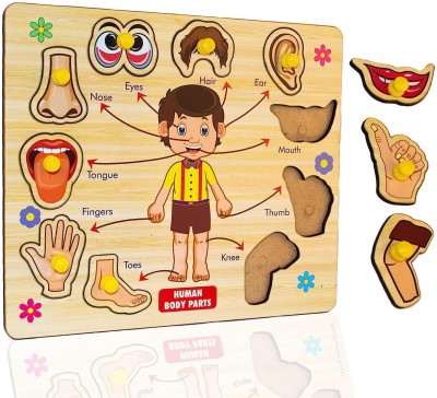 SHALAFI Wooden Human Body Parts Puzzle Board with Knobs, Educational and Learning Game(1 Pieces)