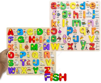 Plus Shine Set of 2 Capital and Small Alphabet Puzzle Board With Picture Educational Toy(2 Pieces)