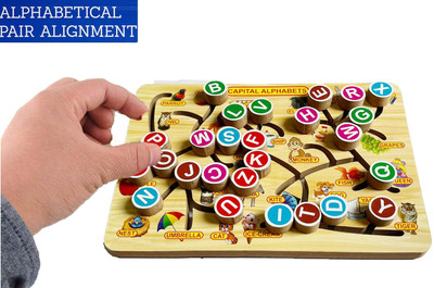 blue seed Tracing Board Game 3D Sorting Blocks Toys Learn Early Alphabet Matching Puzzles(1 Pieces)