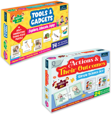 BOOKFORD Exciting Combo Set of 2 Jigsaw Puzzle - Tools & Gadgets & Actions and Outcomes(90 Pieces)