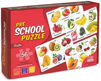 zokato Pre School Puzzle Box for Kids to Enhance Their Knowledge About Different fruits(56 Pieces)