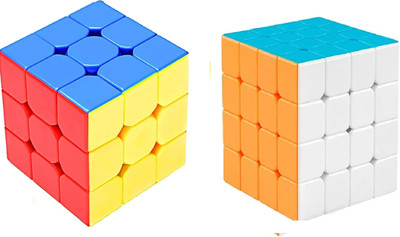 TOY GARRAGE Drift 3x3 & 4x4 Cube Combo (Stickerless) Speedcube Highspeed Magic Cube Puzzle(2 Pieces)