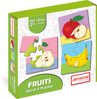 joywow Fruits Jigsaw Puzzle for Kids for Age 1-5 Years 4 PCS Puzzles Set of 3 Puzzles(1 Pieces)