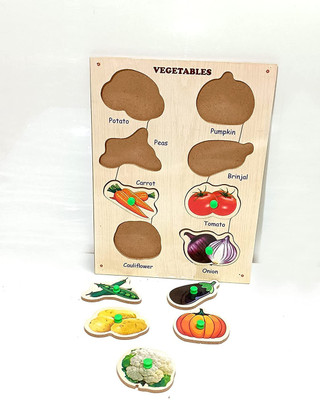 MECDOIT INTERNATIONAL Educational Learning Board Shapes Vegetable Names Puzzle Learning toys for kids(1 Pieces)