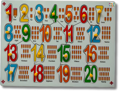 PRIMITOYS Wooden Number Puzzle 1–20 - Educational Counting & Math Toy for Kids(20 Pieces)
