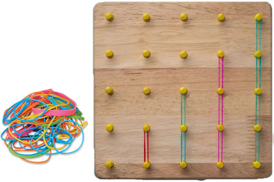 Plus Shine Wooden Geoboard Rubber Bands Matrix Brain Teaser Create Figures Shape Puzzle(1 Pieces)