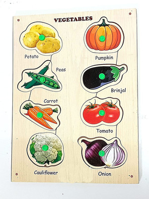 MECDOIT INTERNATIONAL Vegetables Wooden Puzzle Without Knobs Educational and Learning Toy for Kids(1 Pieces)