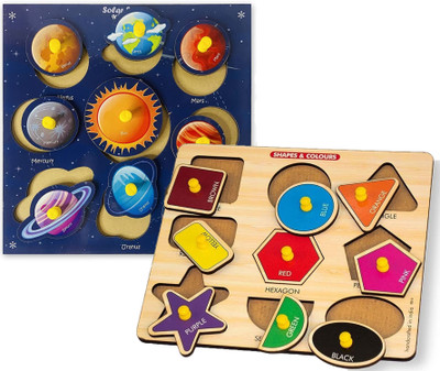 Plus Shine Packof2 Learn Geomatric Shapes Puzzle+Solar System Model Science Toy With Planet(1 Pieces)
