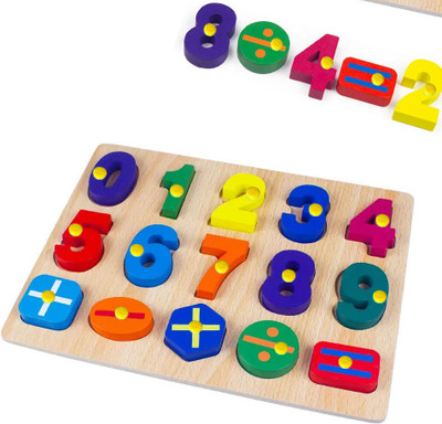 HIGHSEAS Wooden 0to9 Counting Number Montessori Educational School Puzzle Toy &Maths Sign(1 Pieces)