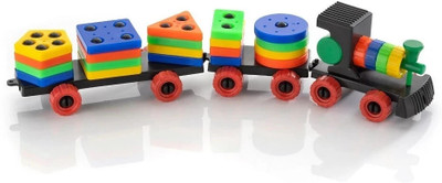 S sukan tex Plastic Train Toddler Toys, 4 Shape Sorter and Stacking Educational(20 Pieces)