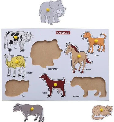 HIGHSEAS Learning Montessori Animal Tray Puzzle Educational Animals Shape Name Toys(1 Pieces)