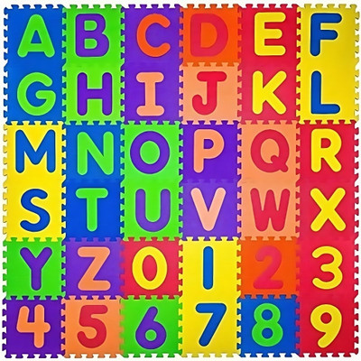 Cambly Alphanumeric Non Toxic MAT Puzzle for Kids Interlocking Alphabet & Number Mat(36 Pieces)