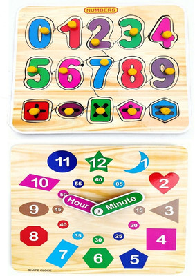 EL SMO Counting Wooden Clock Puzzle Toy for Kids Jigsaw Puzzle for Adults Baby Learning(2 Pieces)