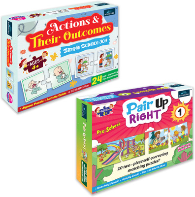 BOOKFORD Exciting Puzzle Combo Setof2Jigsaw Puzzle-Actions and Outcomes & Pair Up Right 1(68 Pieces)