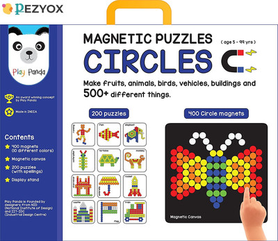 PEZYOX Play Panda Magnetic Puzzles : Circles - Includes 400 Magnets, 200 Puzzles(1 Pieces)