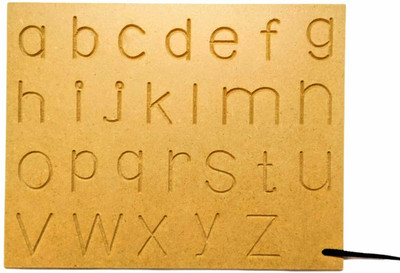 DgCrayons Wooden Small Alphabet abc Writing Practice Tracing Slate Board with Dummy Pencil For Learning Kids Boys and Girls Age 2+(Brown)
