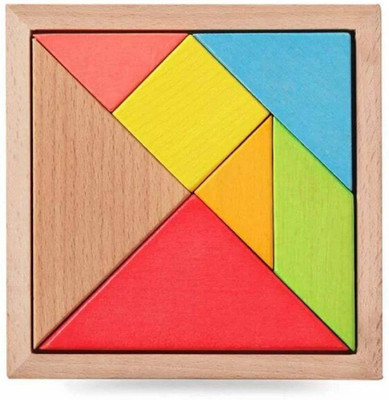 BKDT Marketing Wooden Tangram Educational Toy Puzzle for Kids - 7 Pcs - MultiColor(7 Pieces)