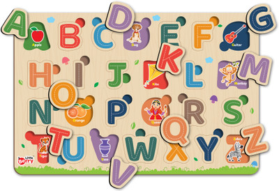 Little Berry Alphabet Wooden Puzzle Board for Kids with Pictures - Educational ABCD Puzzles(26 Pieces)