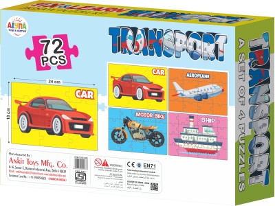 KIDISTIK FixnLearn Transport set of 4 Puzzle total 72 pc for kids 3 year plus(72 Pieces)