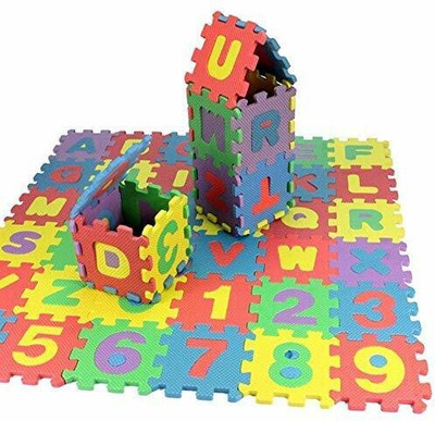 MGT CREATION Play Puzzle MAT for Kids 36 pcs Alphanumeric Non-Toxic EVA MAT Interlocking Puzzle Mat with ABCD and 0-9 Numbers SetToy Mat for Kids(4 inch x 4 inch/Tiles) – 36 Tiles Colorful(36 Pieces)