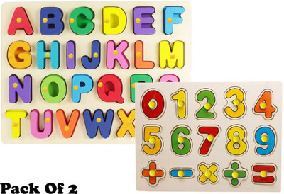 Plus Shine 26 Letter English Alphabet Puzzle +Number/Counting Board with Mathematical Signs(41 Pieces)