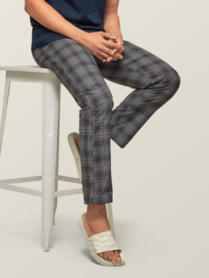 XYXX Intellieaze Combed Cotton Checkered Men Black Track Pants