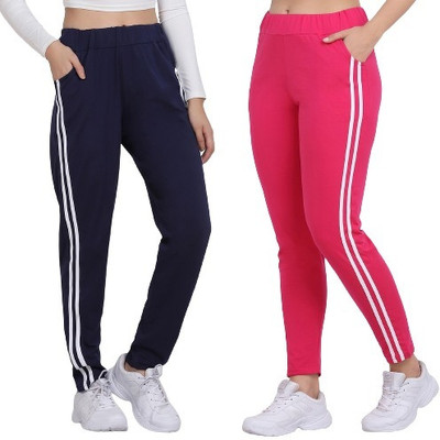 clothyy Striped Women Dark Blue, Pink Track Pants