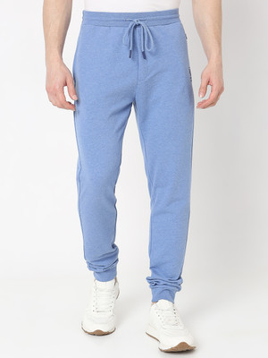 UnderJeans by Spykar Solid Men Blue Track Pants