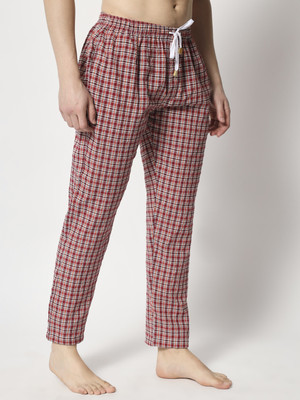 Iriza Checkered Men Red Track Pants