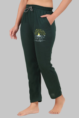 HouseOfCommon Solid Women Green Track Pants