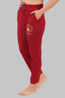 HouseOfCommon Solid Women Maroon Track Pants