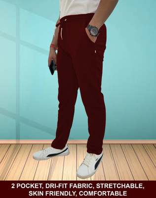 TohuBohu Solid Men Maroon Track Pants