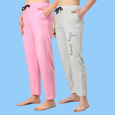 SEASER Printed Women Pink, Grey Track Pants