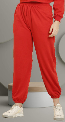The Unicharm Solid Women Red Track Pants