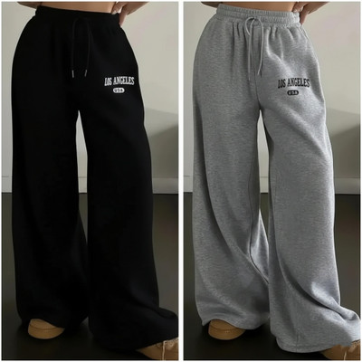 LAYZEE Printed Women Black, Grey Track Pants