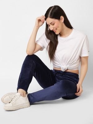 SWEET DREAMS Solid Women Dark Blue Track Pants
