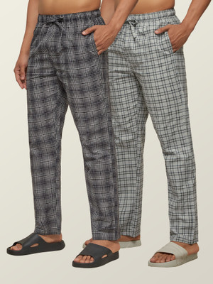 XYXX Checkered Men Grey Track Pants
