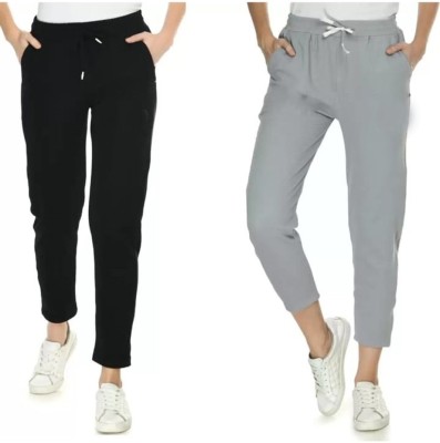 MODERNSSHOP Solid Women Black, Grey Track Pants