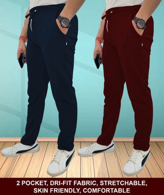 TohuBohu Solid Men Dark Blue, Maroon Track Pants