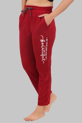 HouseOfCommon Solid Women Maroon Track Pants