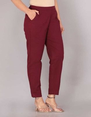 Avigat Regular Fit Women Maroon Trousers