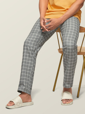 XYXX Intellieaze Combed Cotton Checkered Men Grey Track Pants