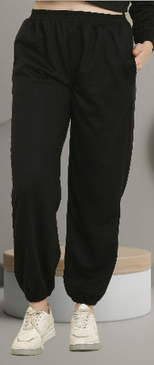 elegance redefined Solid Women Black Track Pants