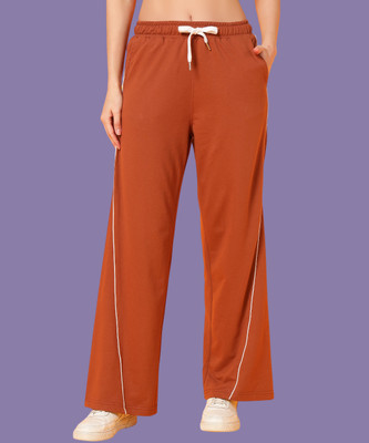 Mast & Harbour Solid Women Brown Track Pants