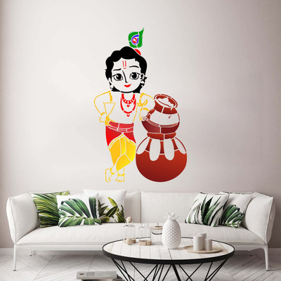 RaniPari Little Krishna Beautiful Design | krishna stencil art |stencil for living room| Stencil for Wall Painting - Krishna Lord Design Size-16x24 inch wall Stencil(Pack of 1, wall stencils)